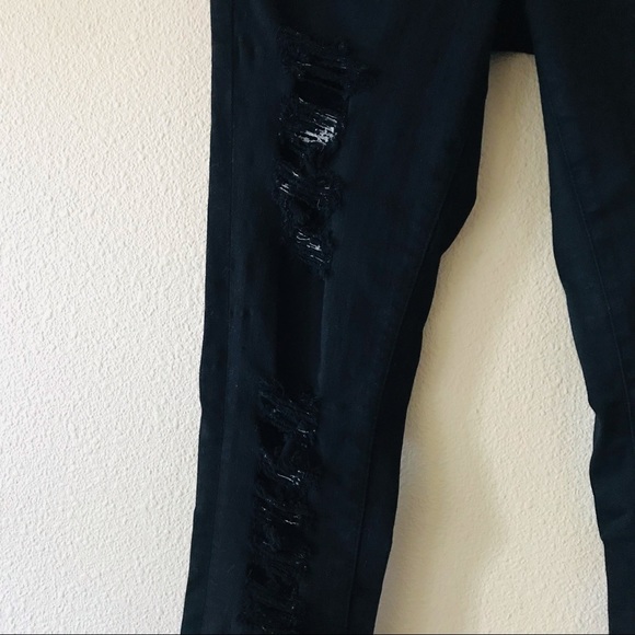Frame Denim Mid Rise Stretch Skinny Distressed Jeans Black Size 25 - Picture 6 of 10